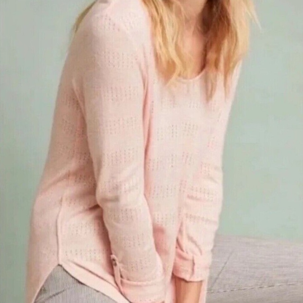 Anthropologie Scoop Neck SweaterTop Light Pink
